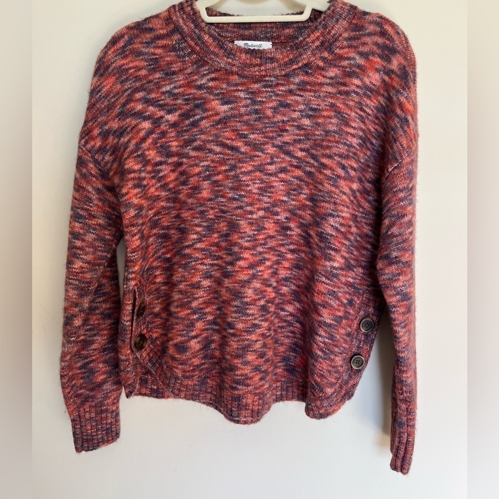 Madewell Space Dye Birchmont Side Button Pullover Sweater Small